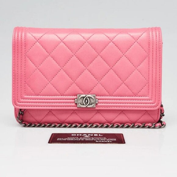 Chanel PInk Quilted Lambskin Leather Boy WOC Clutch Bag - Picture 2 of 12